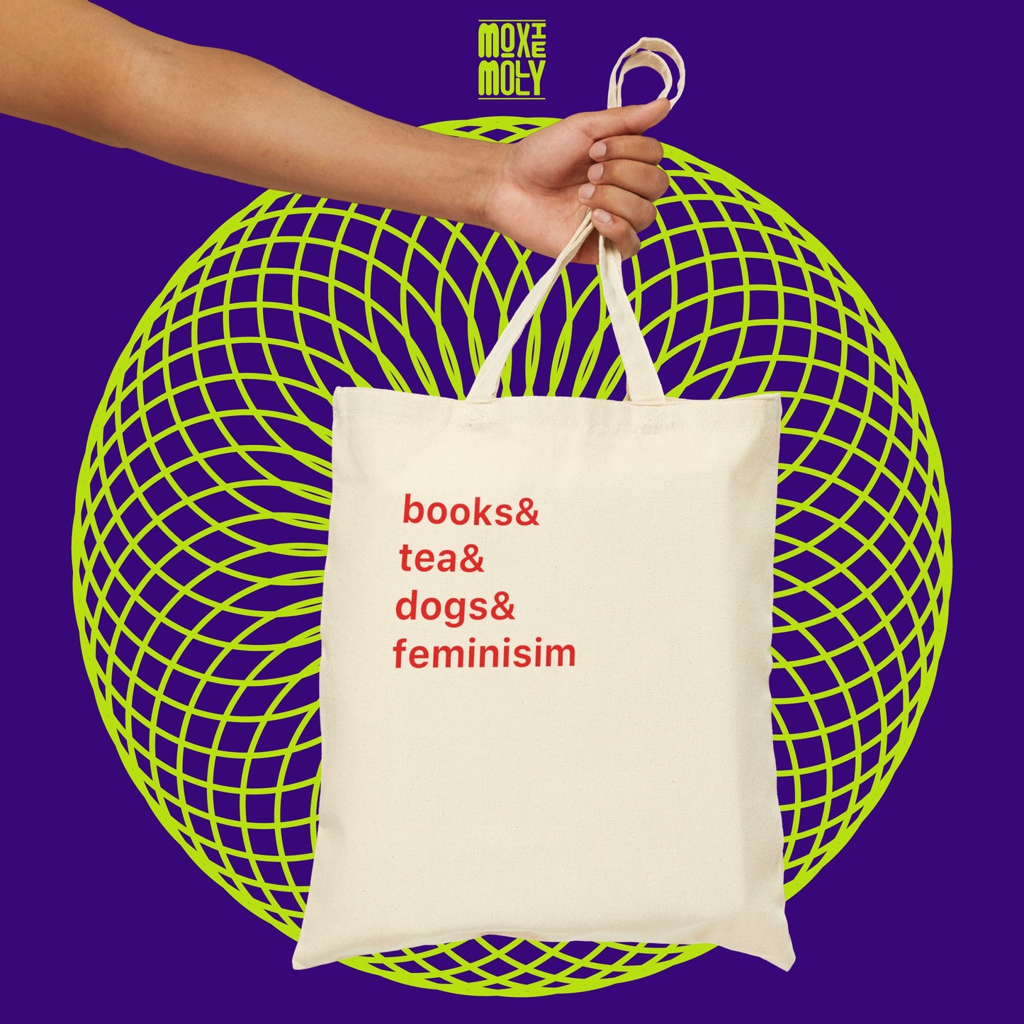 Books & Tea & Dogs & Feminisim Cotton Tote Bag